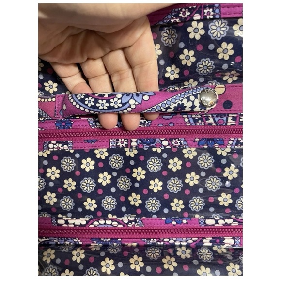 Vera Bradley Small Folded Jewelry Cosmetic Bag Purple Blue White Floral Paisley - Picture 6 of 8